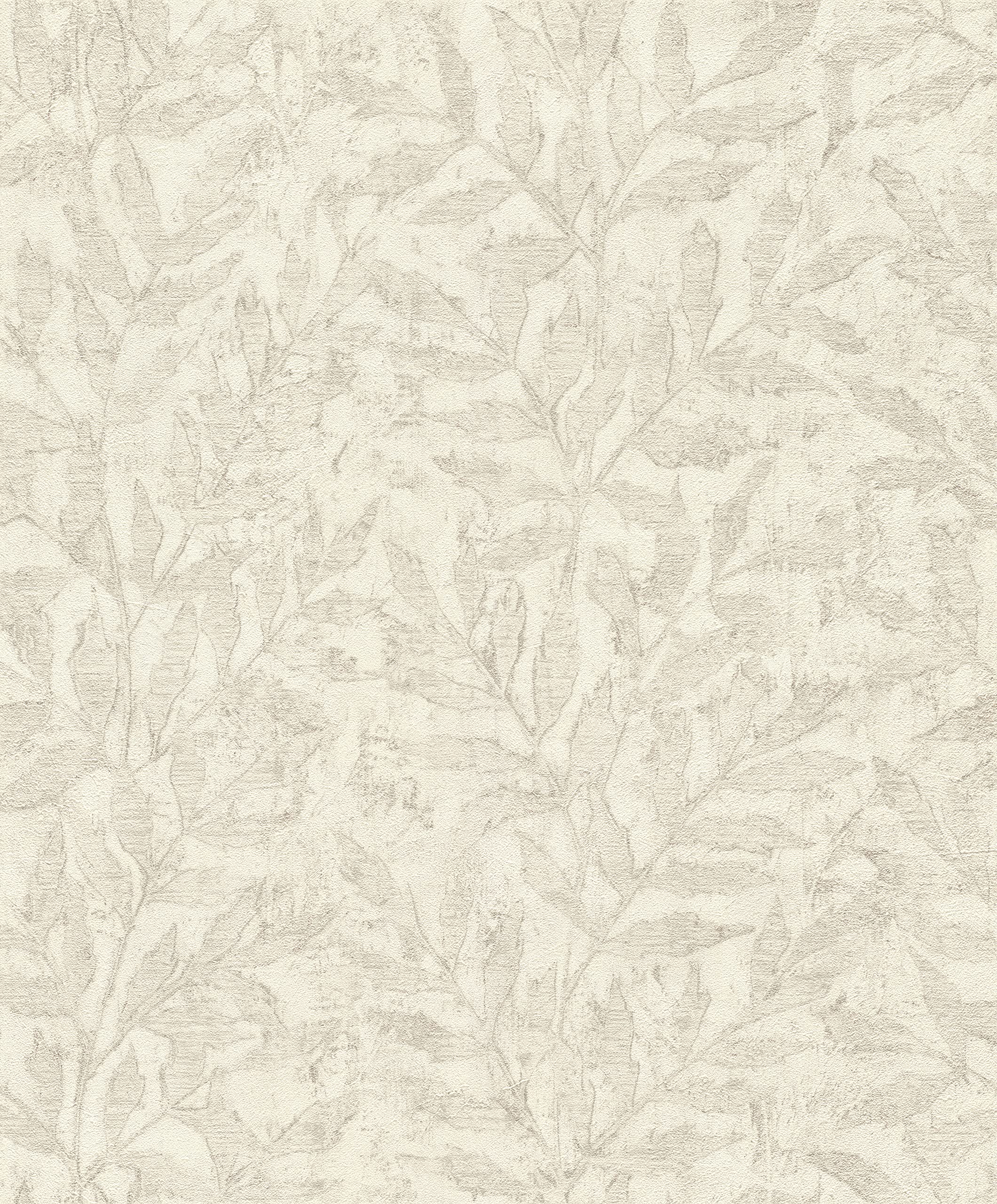 Papier peint motif feuilles Rasch WTD 315004 pour un salon blanc lumineux