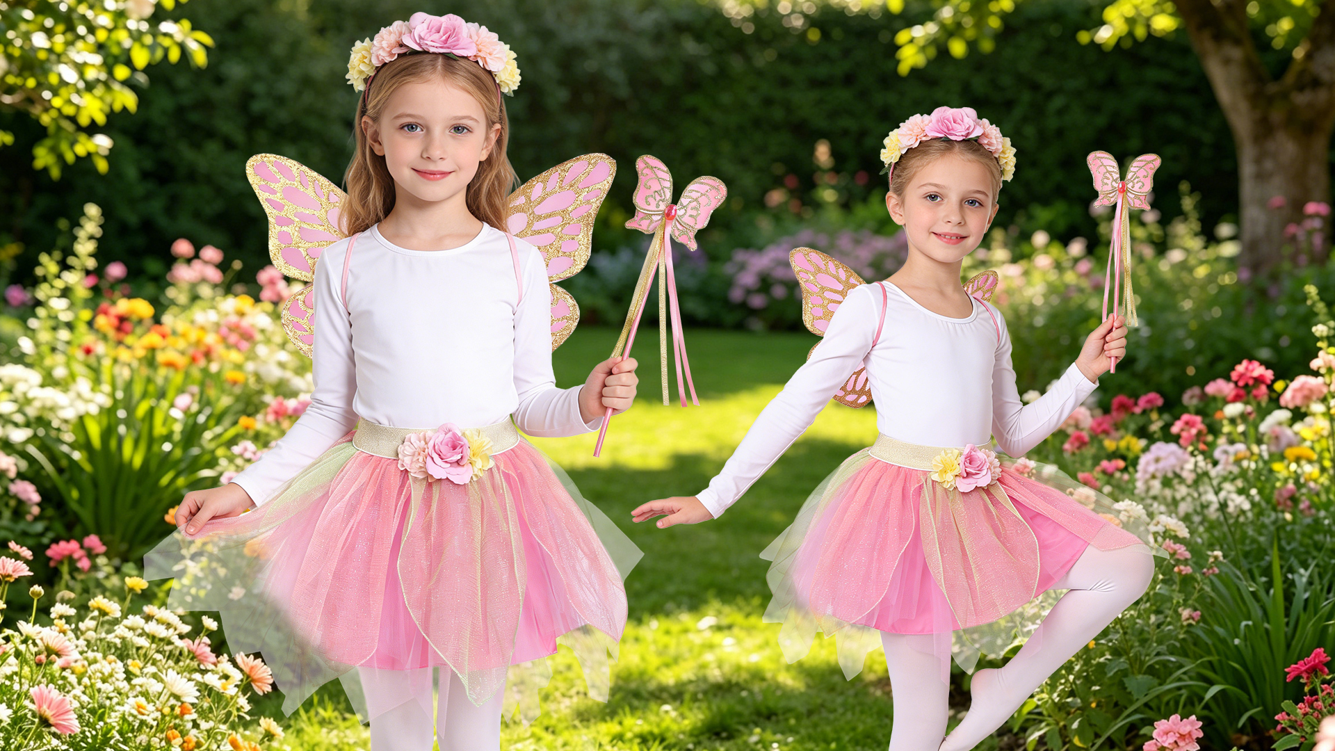 Disfraz de hada para niñas con alas y tutu miniatura 6