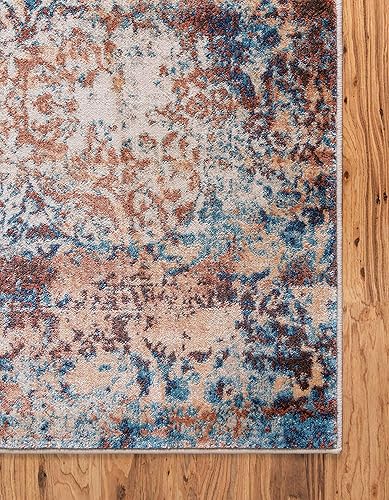 Miniatura 8 de Unique Loom Mystic Collection - Alfombra de área de color sena (5 pies 1 pulgada x 8 pies, rectangular, ladrillo rojoazul)