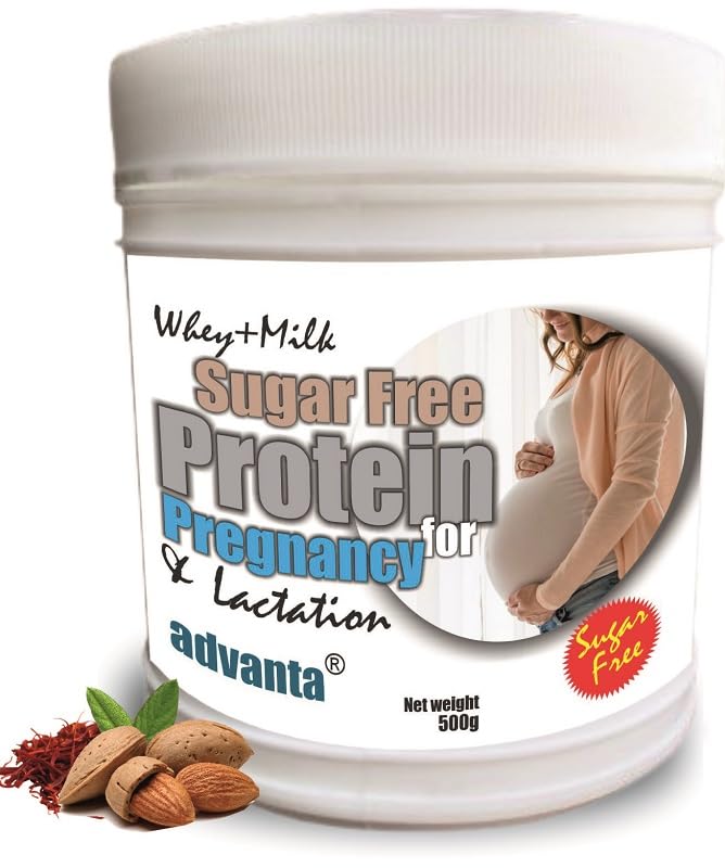 Image of Advanta Sugar Free Whey Protein Supplement Powder for Pregnant /Lactating Women in Pregnancy /Lactation for Breastfeeding Mothers - 500g Kesar Badam