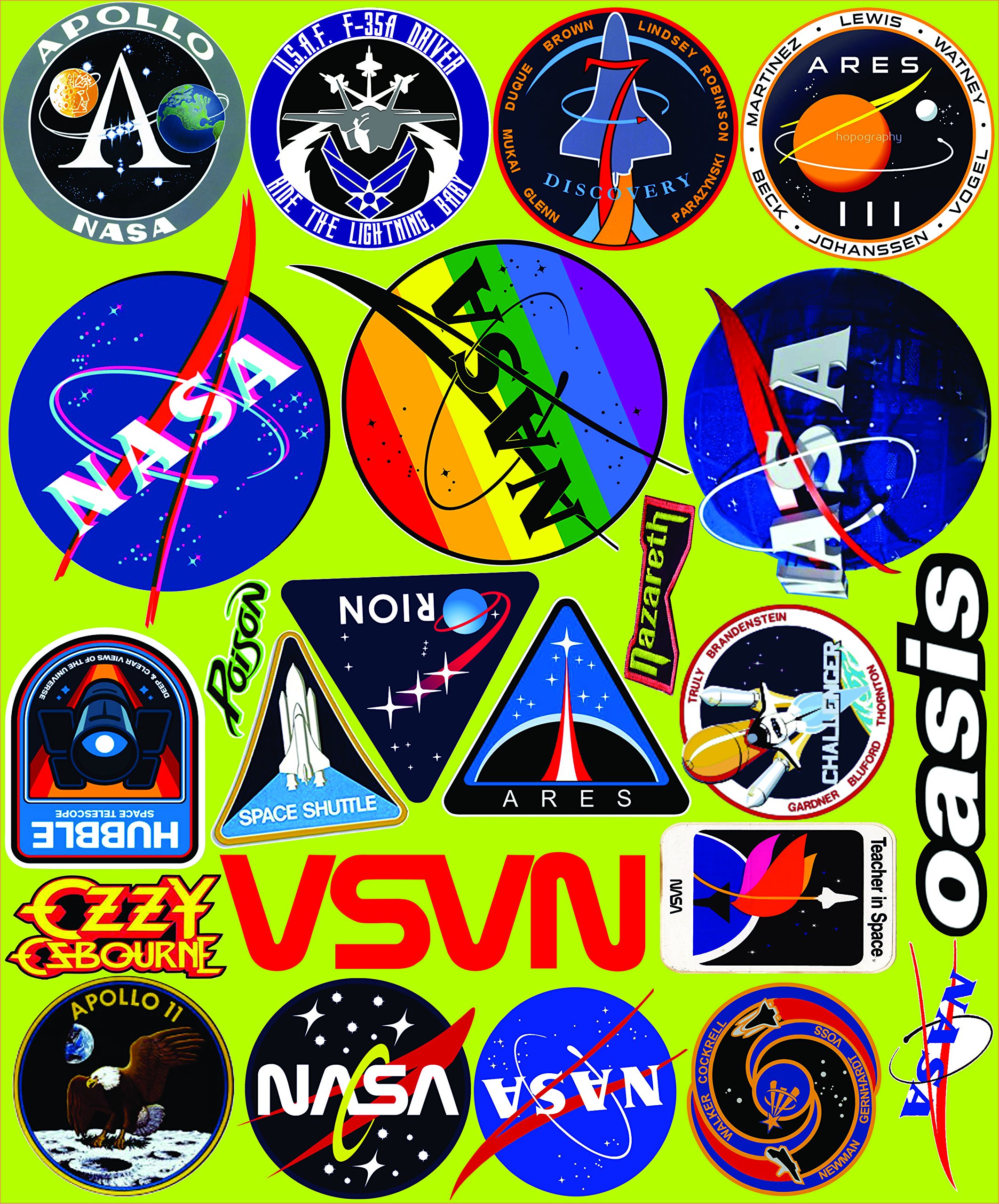 Elton 3M Vinyl Sticker Pack [20-Pcs], Lovely 3M Vinyl NASA & Assorted Stickers for Laptop, Cars, Motorcycle, PS4. X Box One Guitar Bicycle, Skateboard, Luggage - Waterproof Random Sticker Pack (B075Z2NR7H) Amazon Price History, Amazon Price Tracker