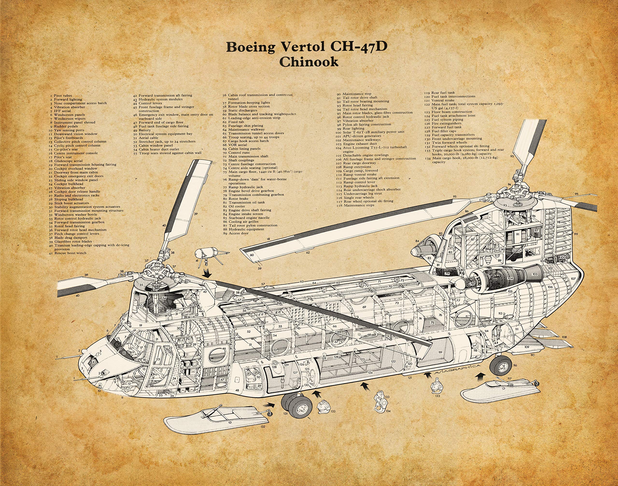 Boeing Vertol CH-47D Chinook Patent - Classic Military and Army Aircraft Wall Arts, Man Cave Decor, Aviation Geeks and Pilots Gifts, World War Plane Display, 11x14 Unframed Patent Print Poster