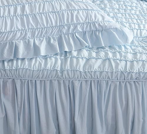 Miniatura 5 de Shabby Chic - Colcha tamaño Queen, ropa de cama de algodón suave con fundas a juego, decoración del hogar bellamente drapeada para todas las