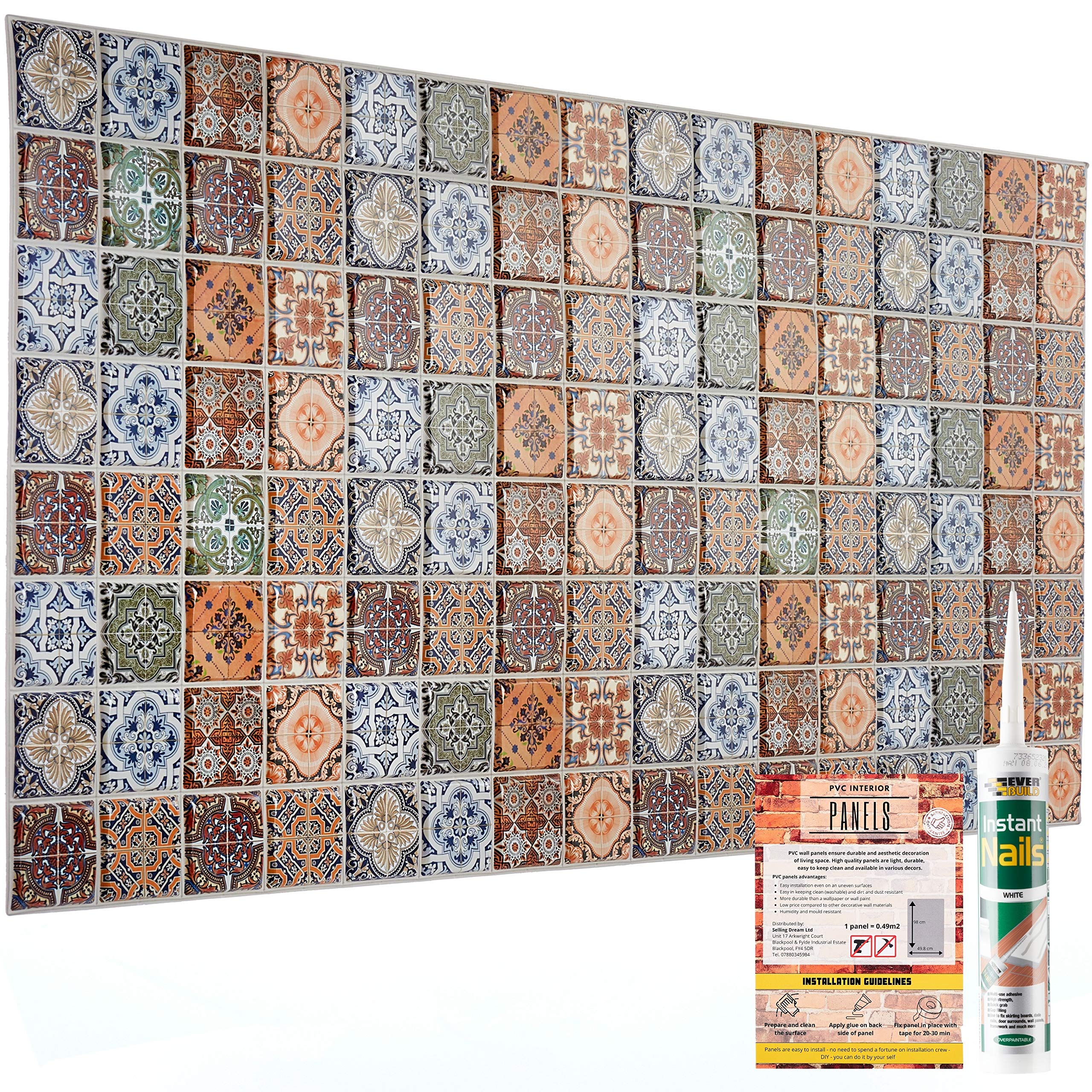 Buy Decorative Wall Panels Moroccan Design Tiles Victorian Retro Effect 4 Sheets 1.8 sqm