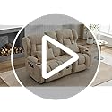 SAMERY Relaxsessel mit Liegefunktion Fernsehsessel Manuell Verstellbar, Zweisitzer Sofa Kinosessel 2 Sitzer Sofa TV Sessel Heimkino mit Getränkehalter/Schublade/Buchse, Stoffbezug – Bild 8