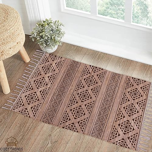 Miniatura 2 de Alfombra de trapo de algodón de 24 x 36 pulgadas, multicolor, tejida a mano, lavable y reversible para sala de estar, cocina, entrada, alfombra con