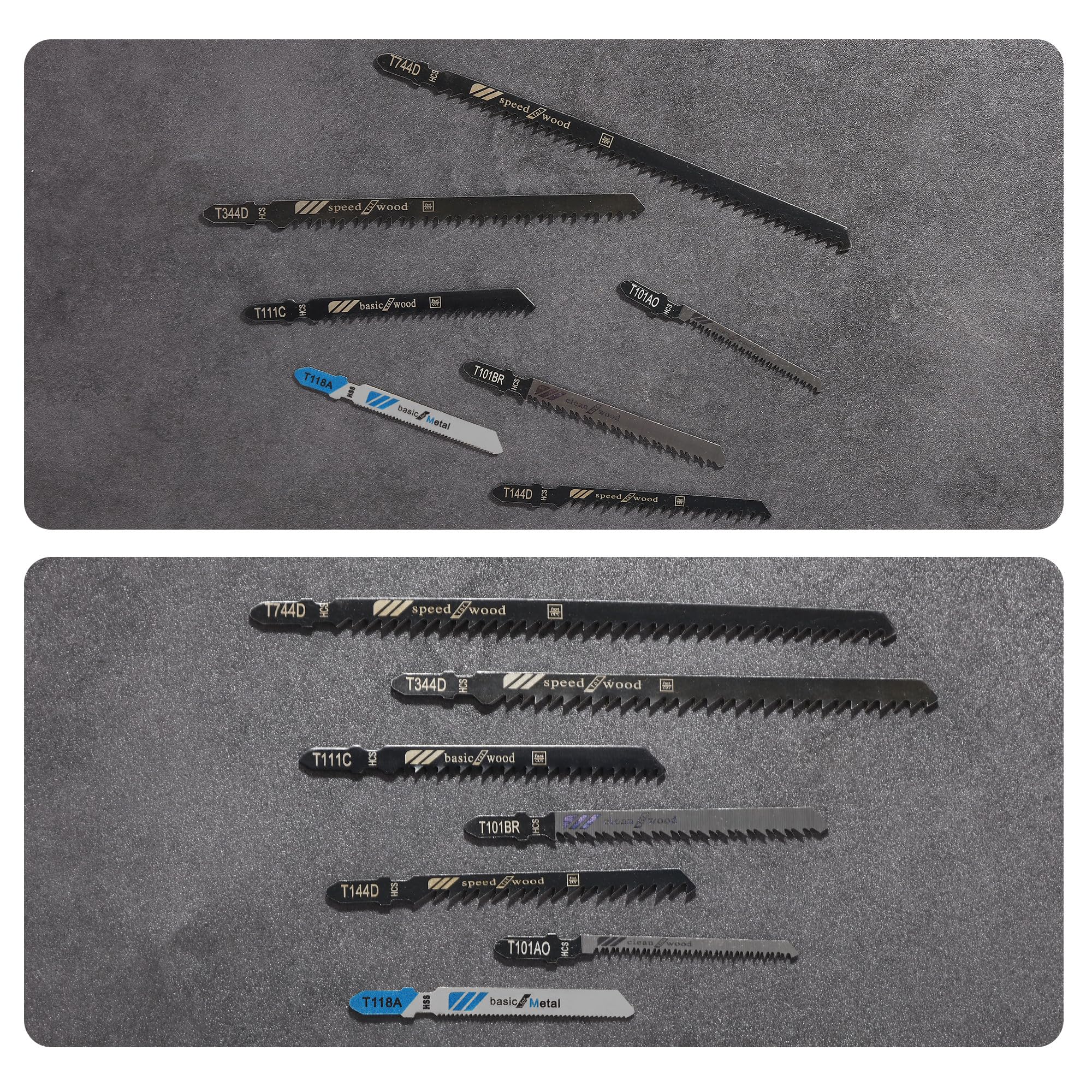 40 Profesional Hojas De Sierra De Calar Basic，8 modelos Accesorios Sierra De Calar，Vástago en T hojas de Sierra de Calar Con caja de plástico portátil，Ideal para madera, plástico y metal