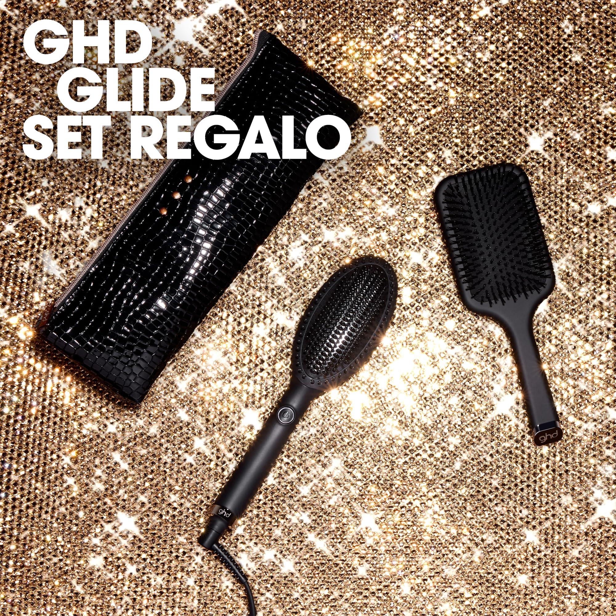ghd Set Regalo Glide, Include Spazzola Lisciante Professionale, Spazzola Districante Paddle Brush e Custodia Termoresistente, Finish Anticrespo, Indicata per Modellare Ciocche Voluminose
