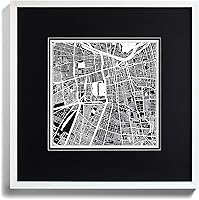 Vista 3 de O3 Design Studio Santiago de Chile mapa de papel cortado en papel negro mate 20.0 x 20.0in
