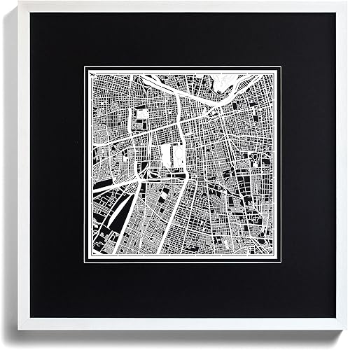 Miniatura 3 de O3 Design Studio Santiago de Chile mapa de papel cortado en papel negro mate 20.0 x 20.0in