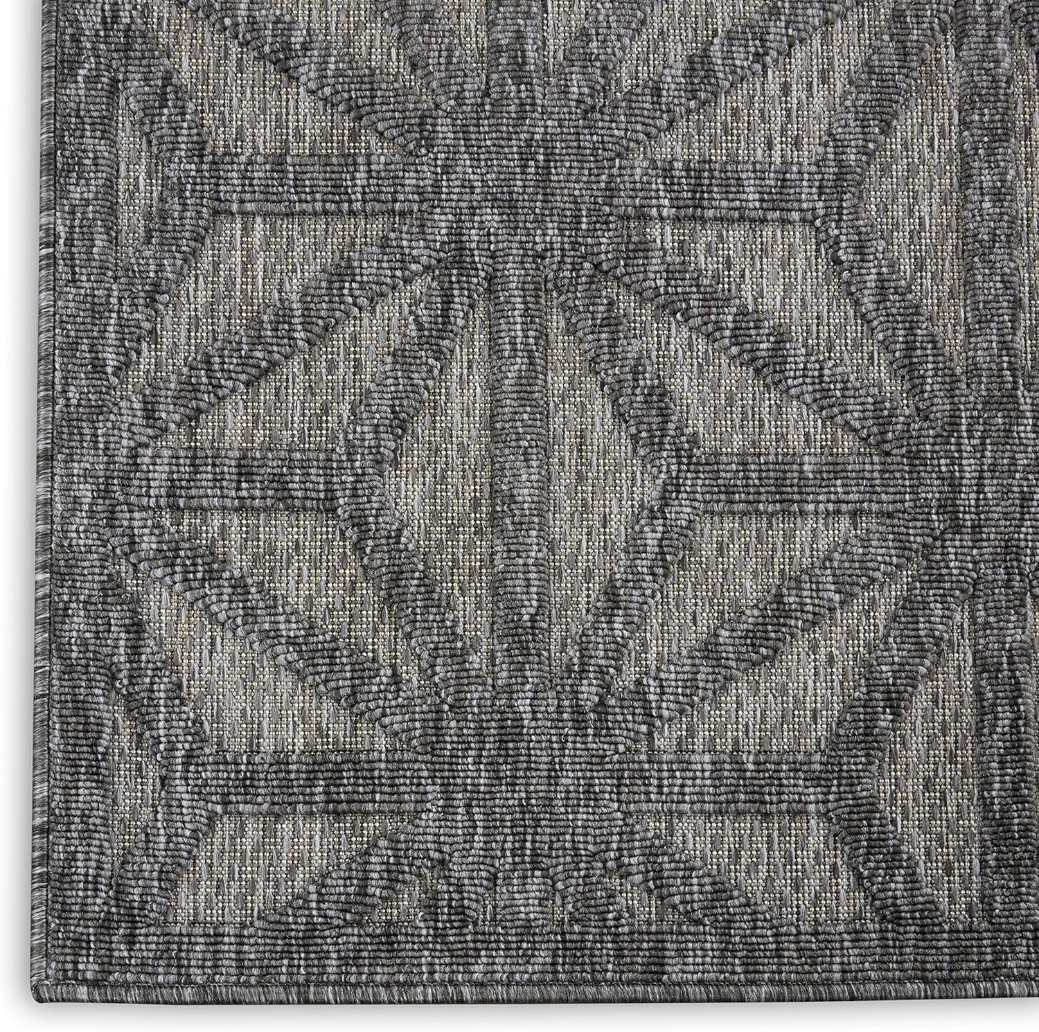 Nourison Palamos Indoor/Outdoor Dark Grey 6' x 9' Area Rug, Easy Cleaning, Non Shedding, Bed Room, Living Room, Dining Room, Backyard, Deck, Patio (6x9)