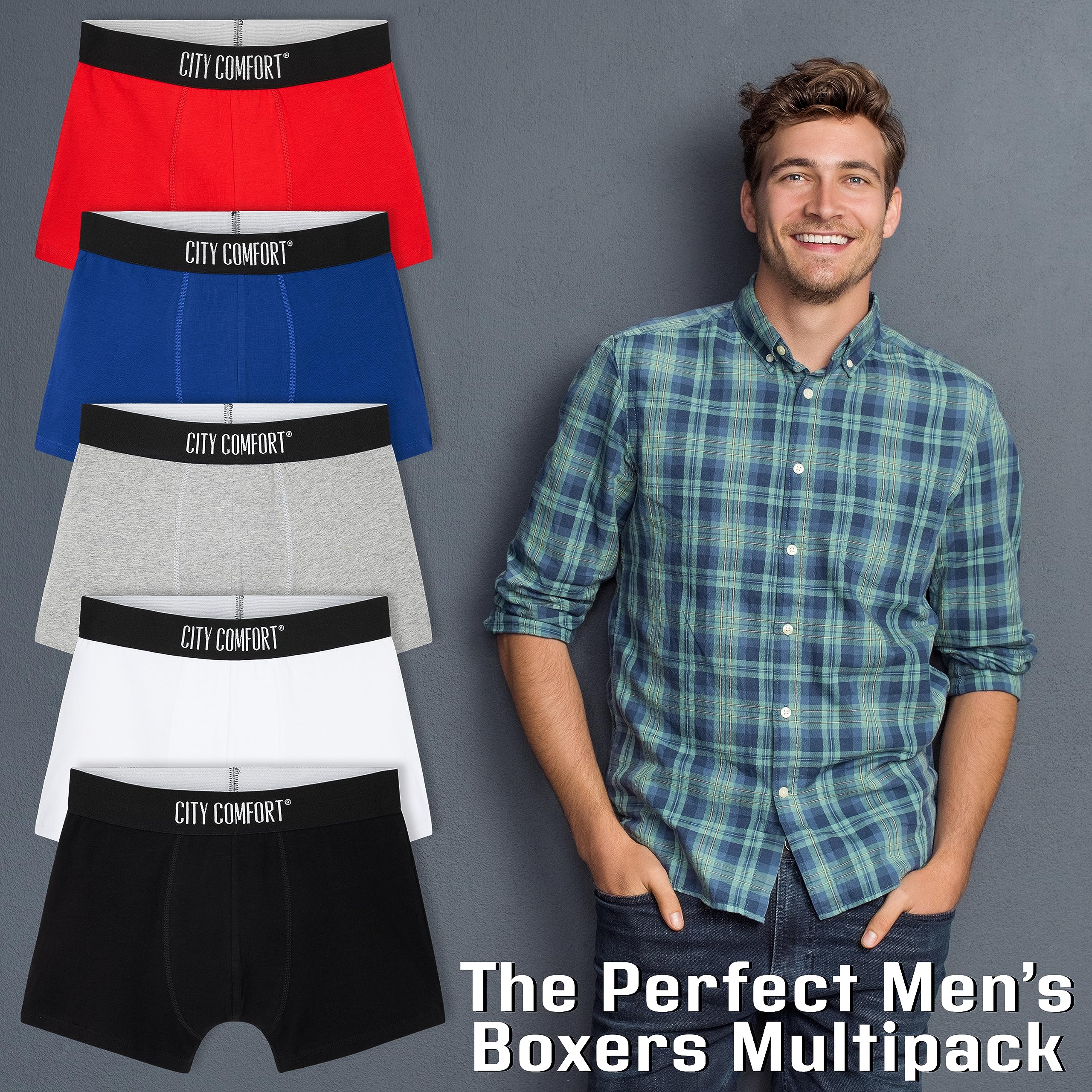 CityComfort Boxer Uomo - Mutande Uomo Pacco da 5/8 Boxer Uomo Cotone Elasticizzato Underwear Taglie Forti S-4XL Intimo Uomo Ragazzo Set Boxer Comodo e Traspirante Colori Assortiti