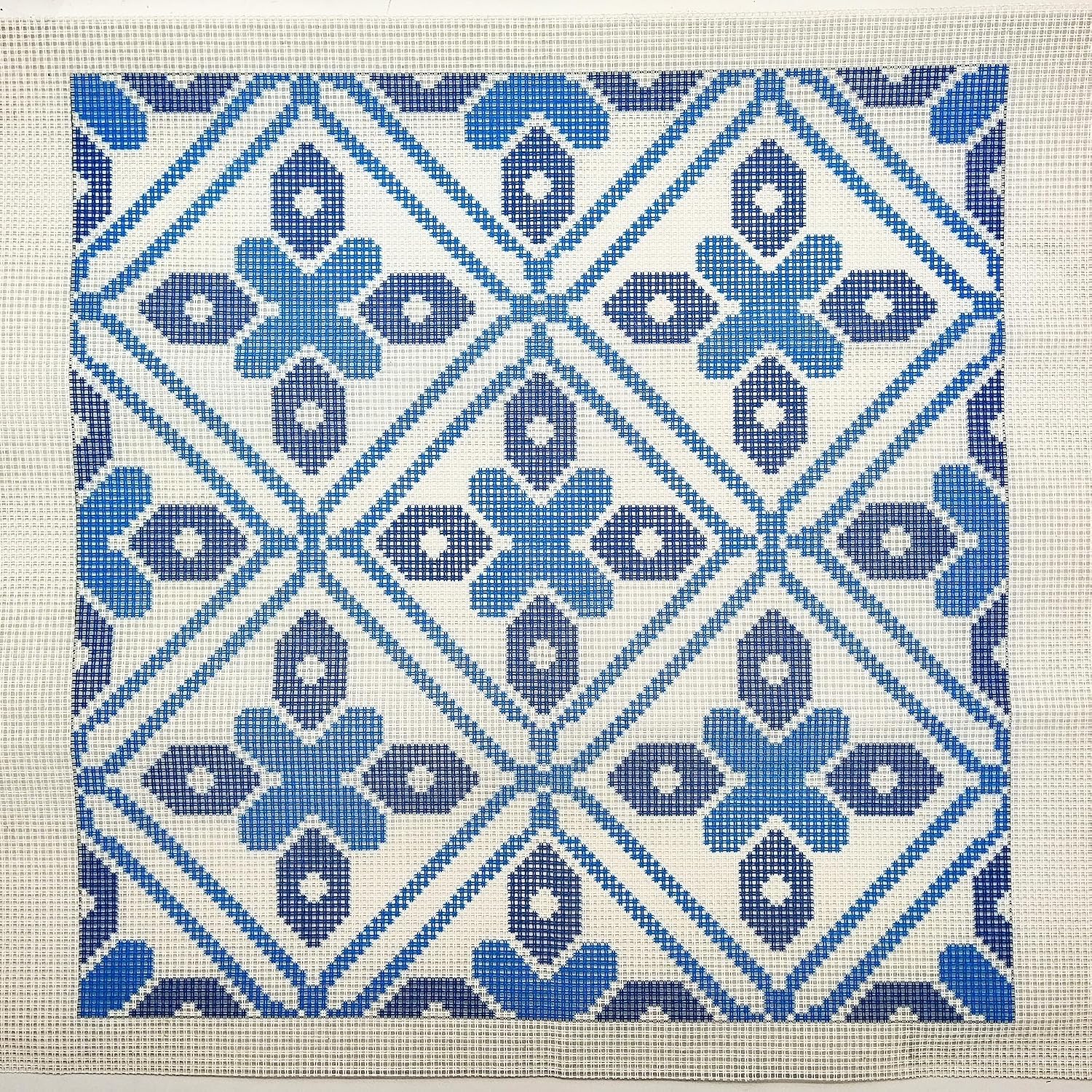 Howie's Needlepoint Needlepoint Kits for Adults, Pillow Front Cross Stitch Kit with Embroidery Pattern on Canvas, Yarn, 2 Needles and Instruction, 16 x 16inch(Ice Window)