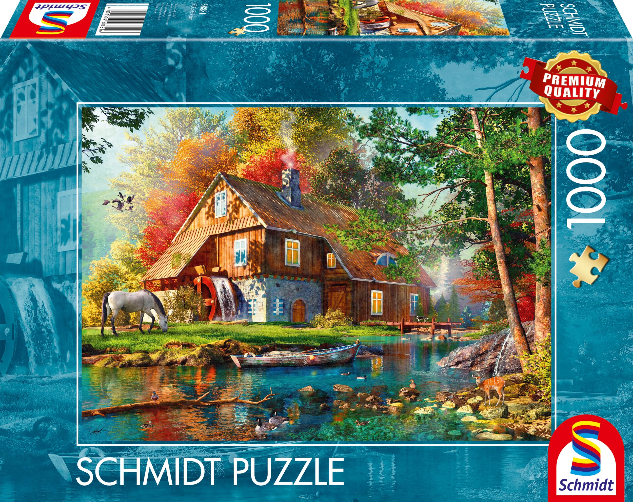 Schmidt Spiele 58881 Młyn wodny jesienią, puzzle 1000 elementów