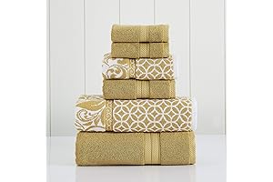 Modern Threads Trefoil Filigree 6-Piece Reversible Bathroom Decor Gold Towel Set