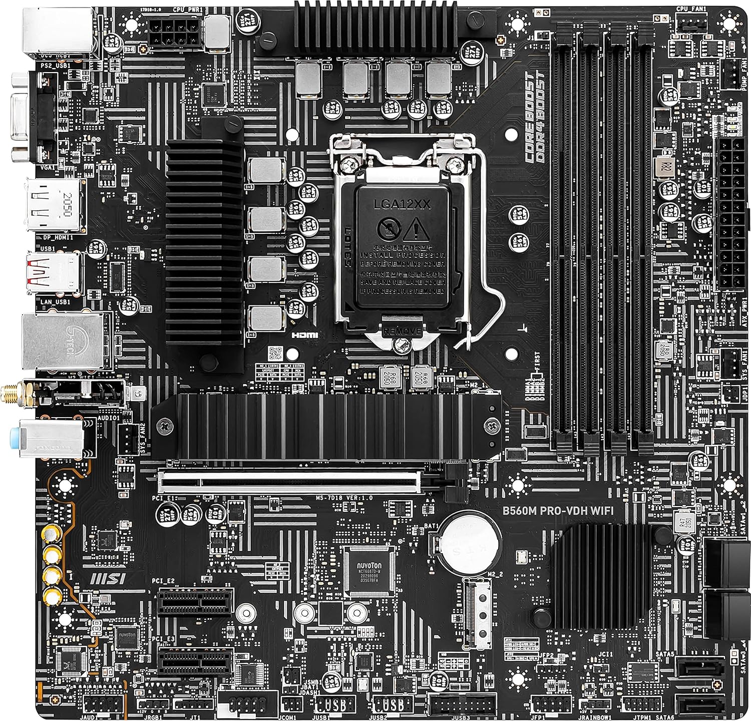 Top-down view of MSI B560M PRO-VDH WiFi Motherboard