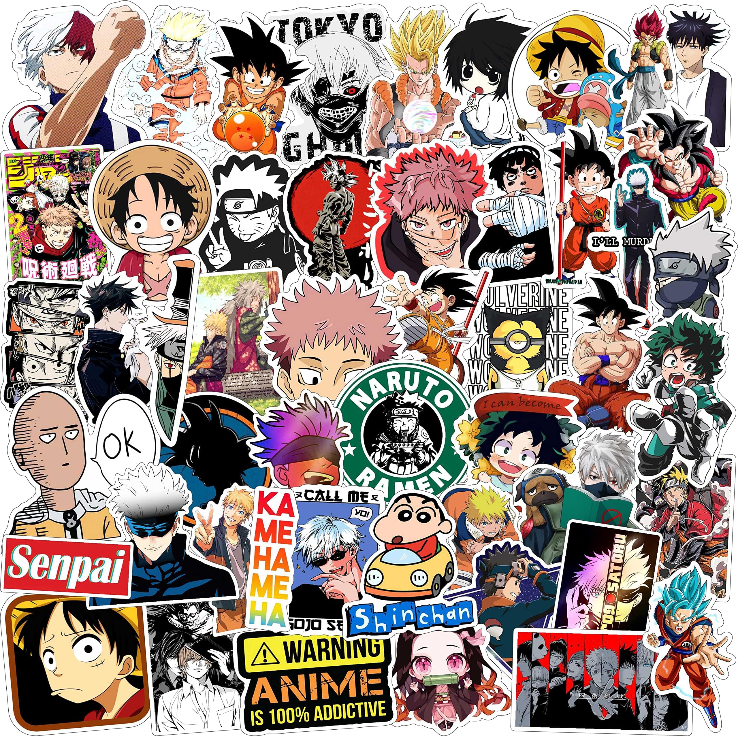 Junkyard Vinyl Waterproof Anime Stickers for Kids laptops Art n Craft (Pack of 50)