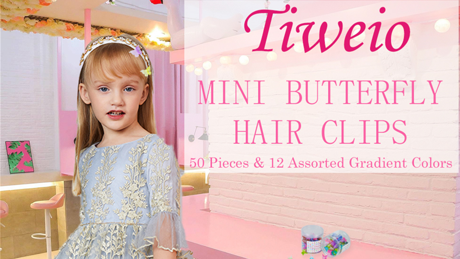 TIWEIO 50 Stück Schmetterlings-Haarspangen Set – Mini-Clips Im Retro-Design, Mit Aufbewahrungsbox
