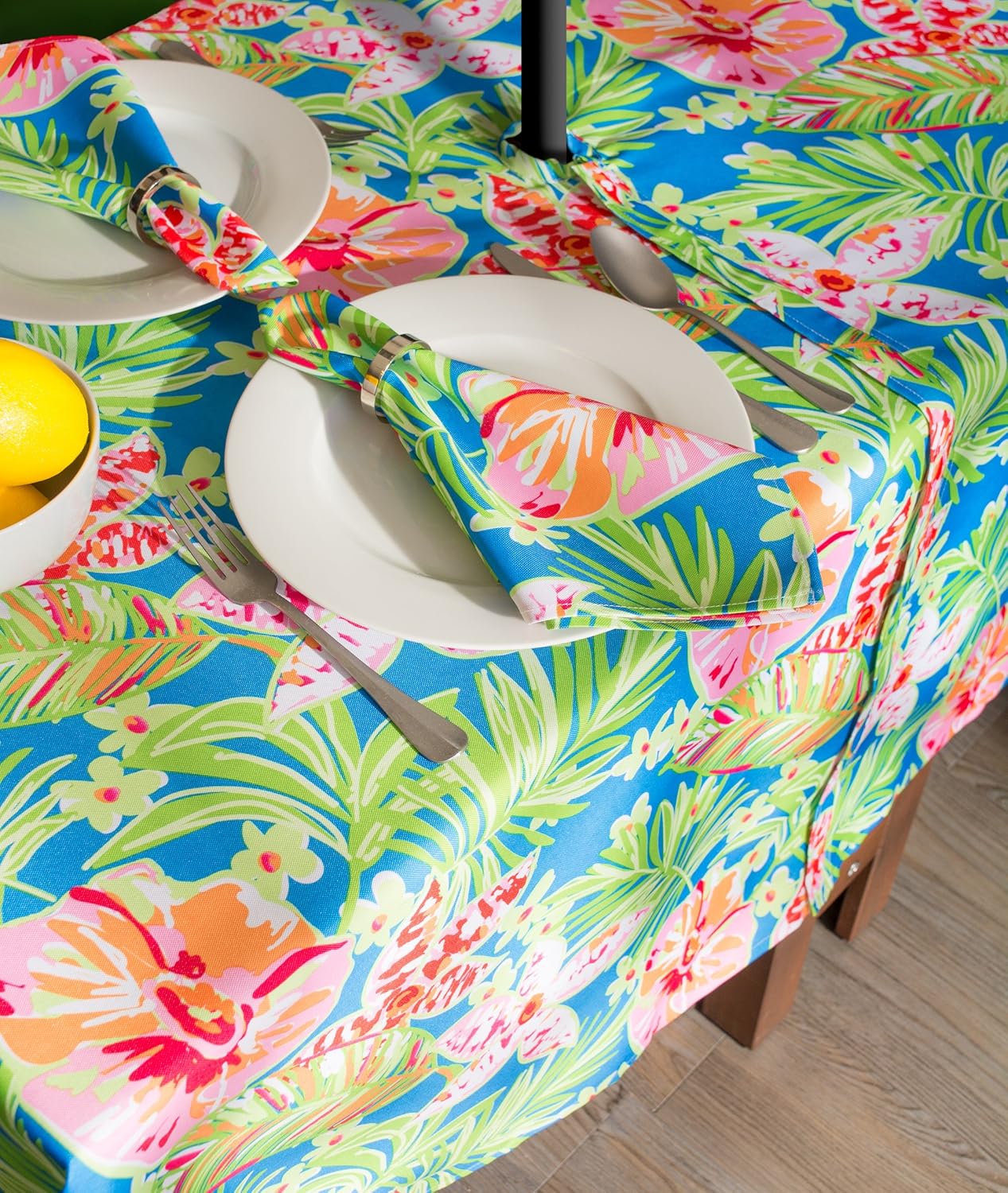 DII Summer Floral Outdoor Tabletop Collection, Stain Resistant & Waterproof, 60x84 w/Zipper, Floral