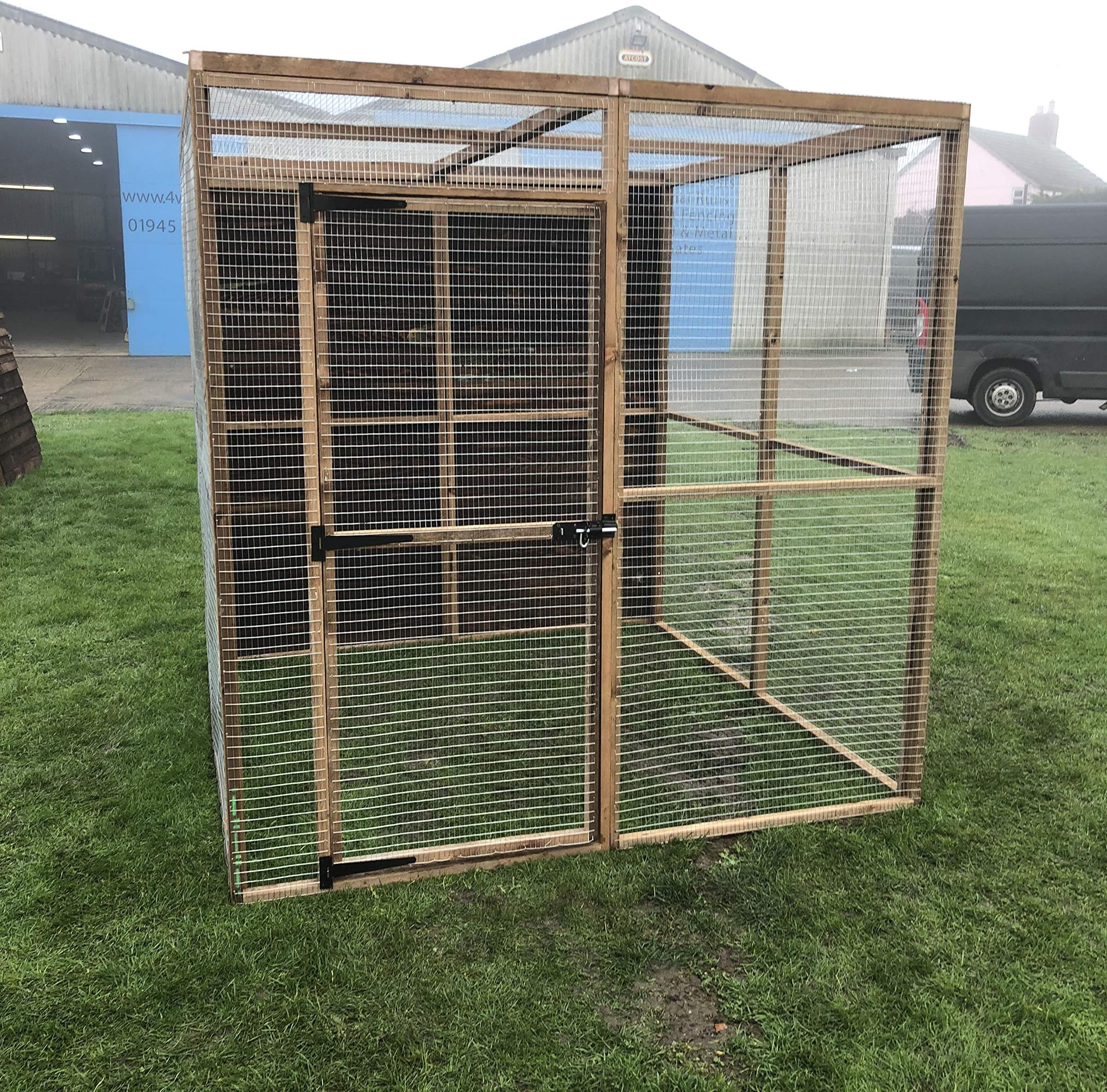 Large Animal Run 6ft x 6ft Small Pet Enclosure Rabbits Chickens Guinea Pigs Birds Boarded Side