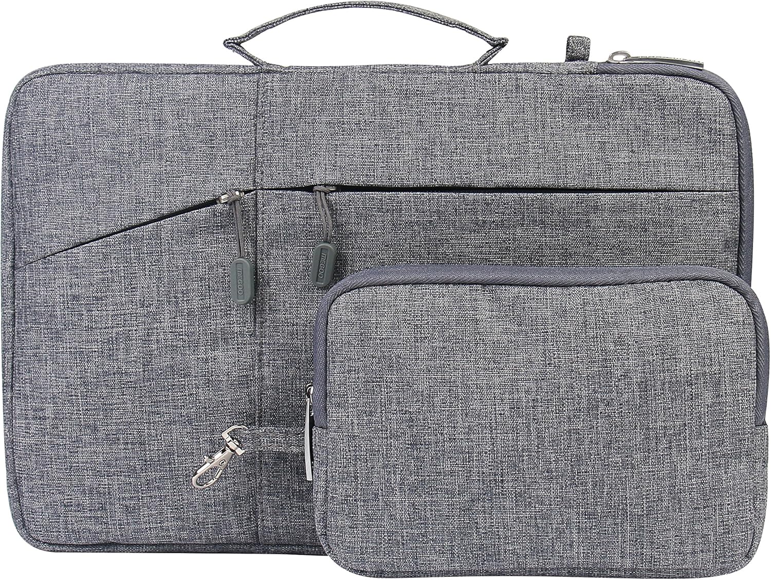 Megoo 13inch Laptop Sleeve with Accessory Pouch for Surface Laptop 5/4/3/2/6 13.5", Laptop 7 13.8", Surface Book 13.5", Carry Case for 13"~14" Tablet Chromebook(Gray with Charger Case)