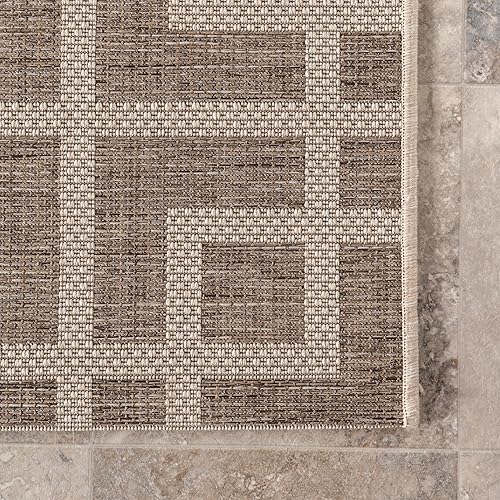 Miniatura 4 de nuLOOM Cara Oriental Trellis - Alfombra de área para interiores y exteriores, 6 x 9 pies, color marrón