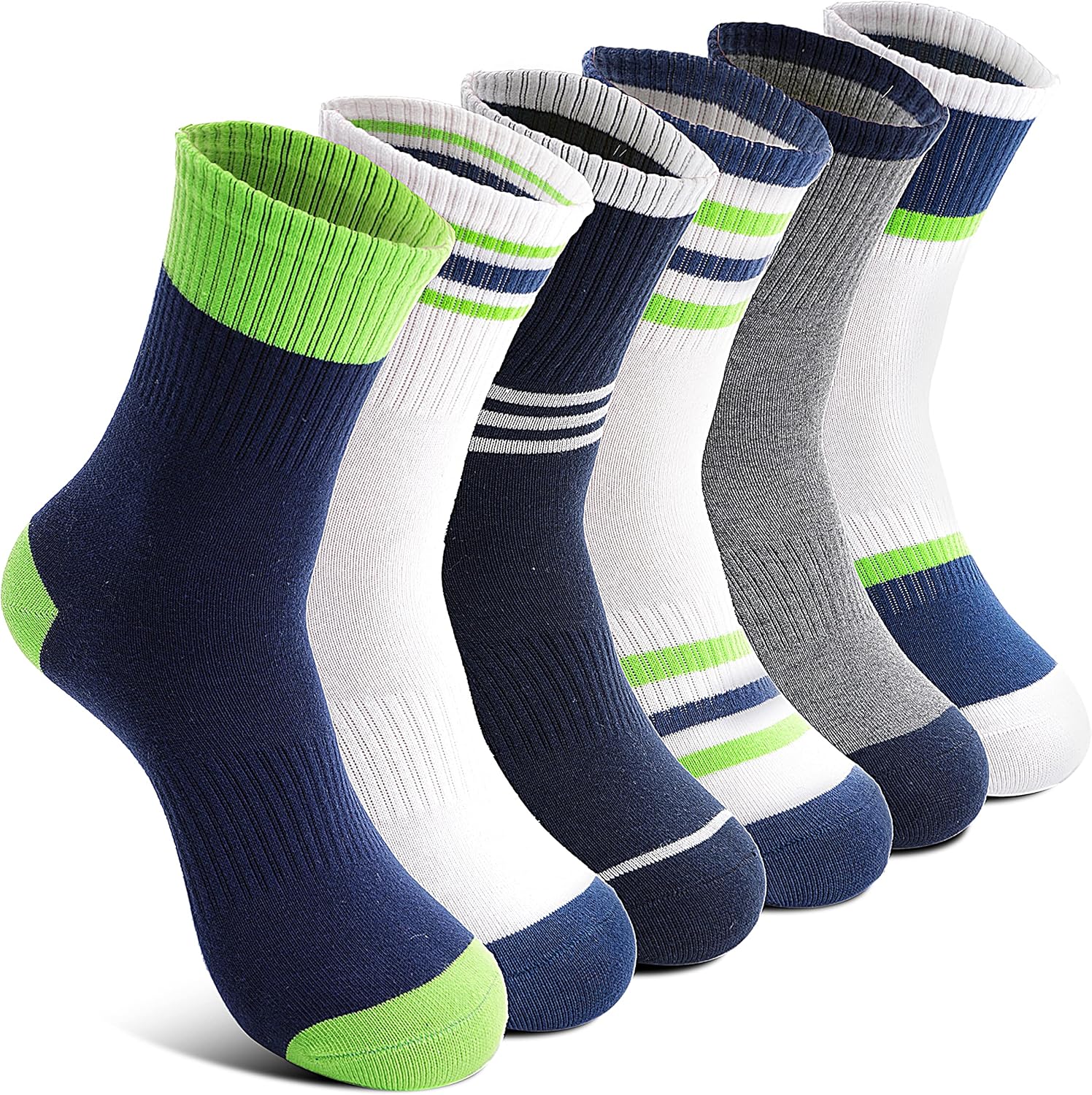 6 Pairs Kids Boys Girls Socks Athletic Basketball Youth Sport Crew Cotton Breathable Soft Socks