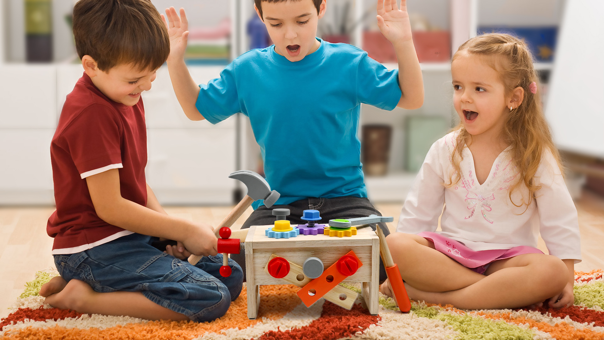 Set di Attrezzi Premium in Legno Montessori per Bambini con