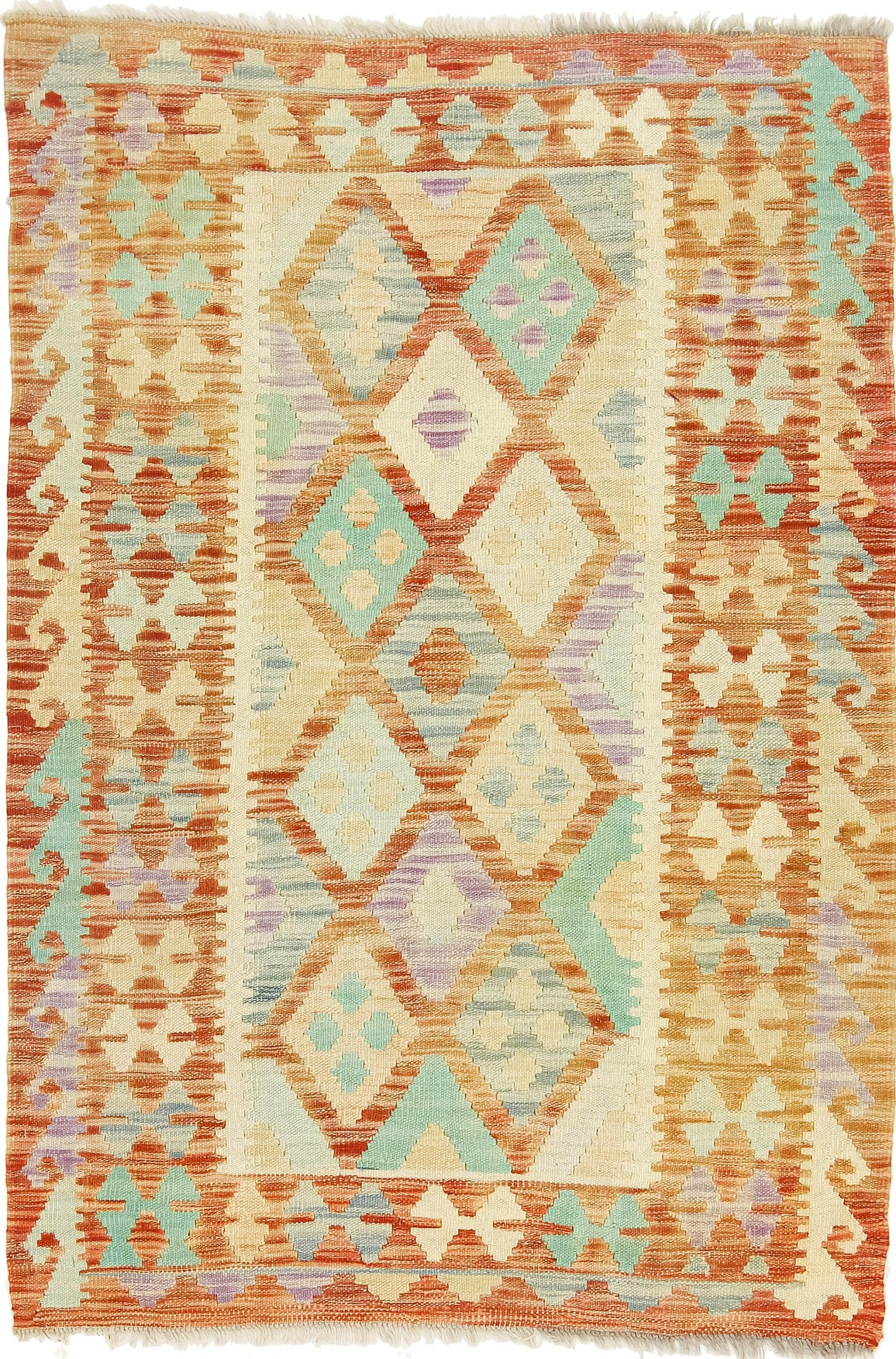 Tapis Kilim Afghan en laine 100x142 pour réchauffer l'ambiance de votre chambre