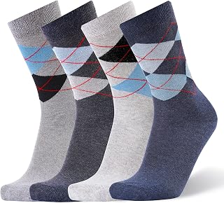 ANCHOR, Cotton Argyle Socks For Men Full Length, Formal Cotton Mens Socks, Free Size, Pack Of 4 - Black Price In India