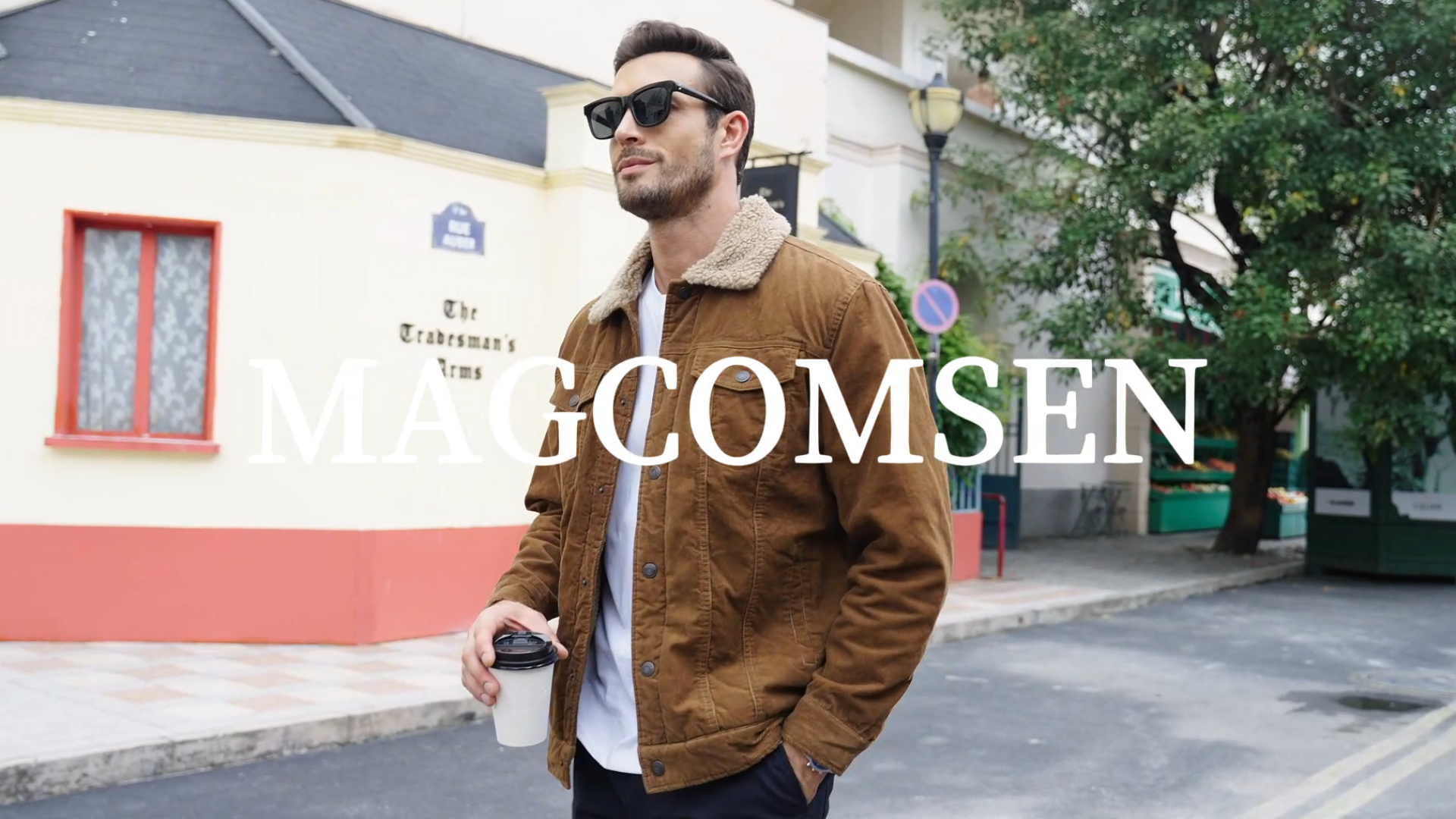 MAGCOMSEN Men's Warm Winter Jacket Corduroy Sherpa Trucker Jacket