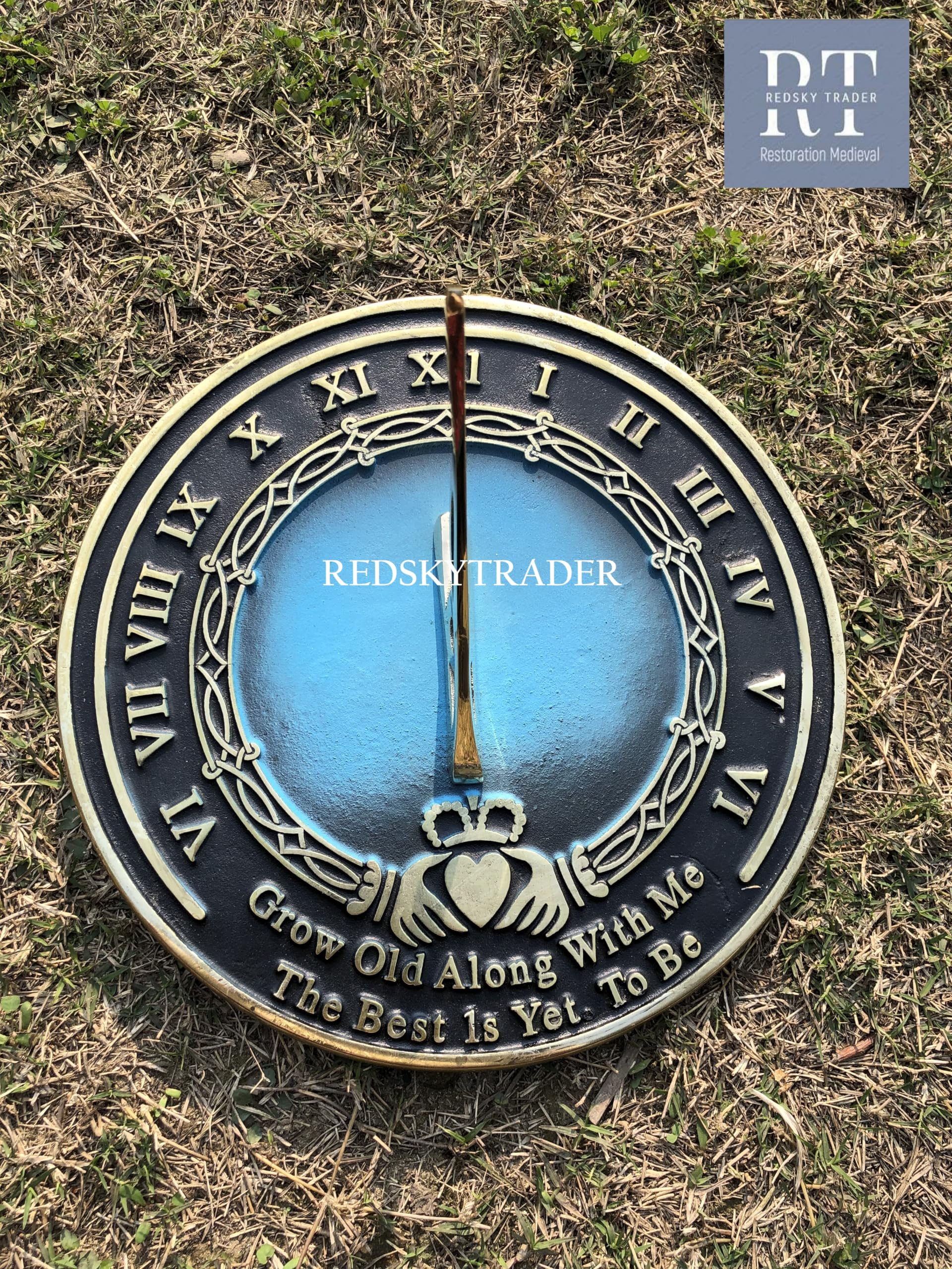Reloj solar Grow Old with Me de 8 pulgadas, regalo para padres, abuelos, amigos, parejas, regalo de reloj solar, jardín o decoración del hogar