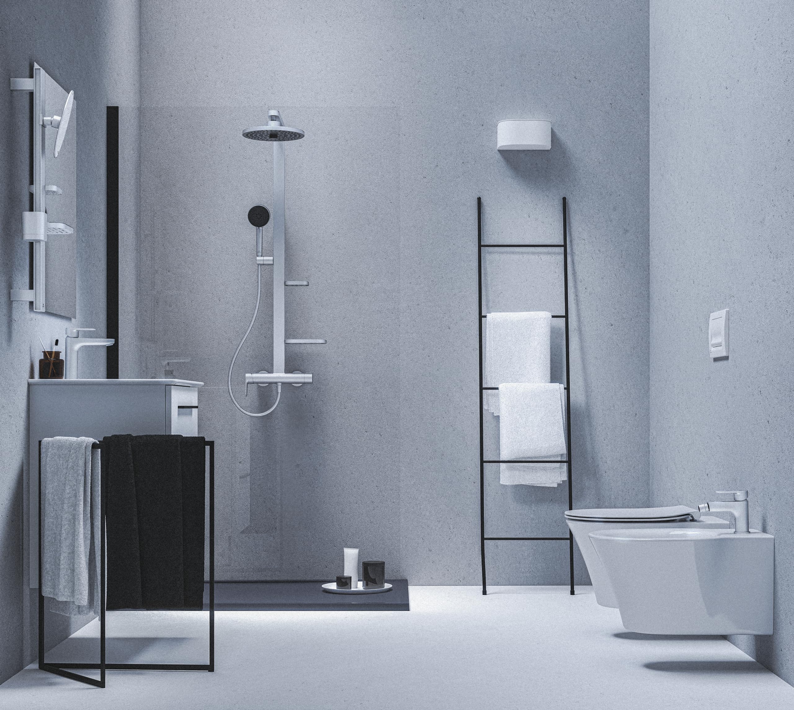 Ideal Standard - Cerafine O, Miscelatore monocomando per lavabo, Bocca di erogazione fissa, Matt silver