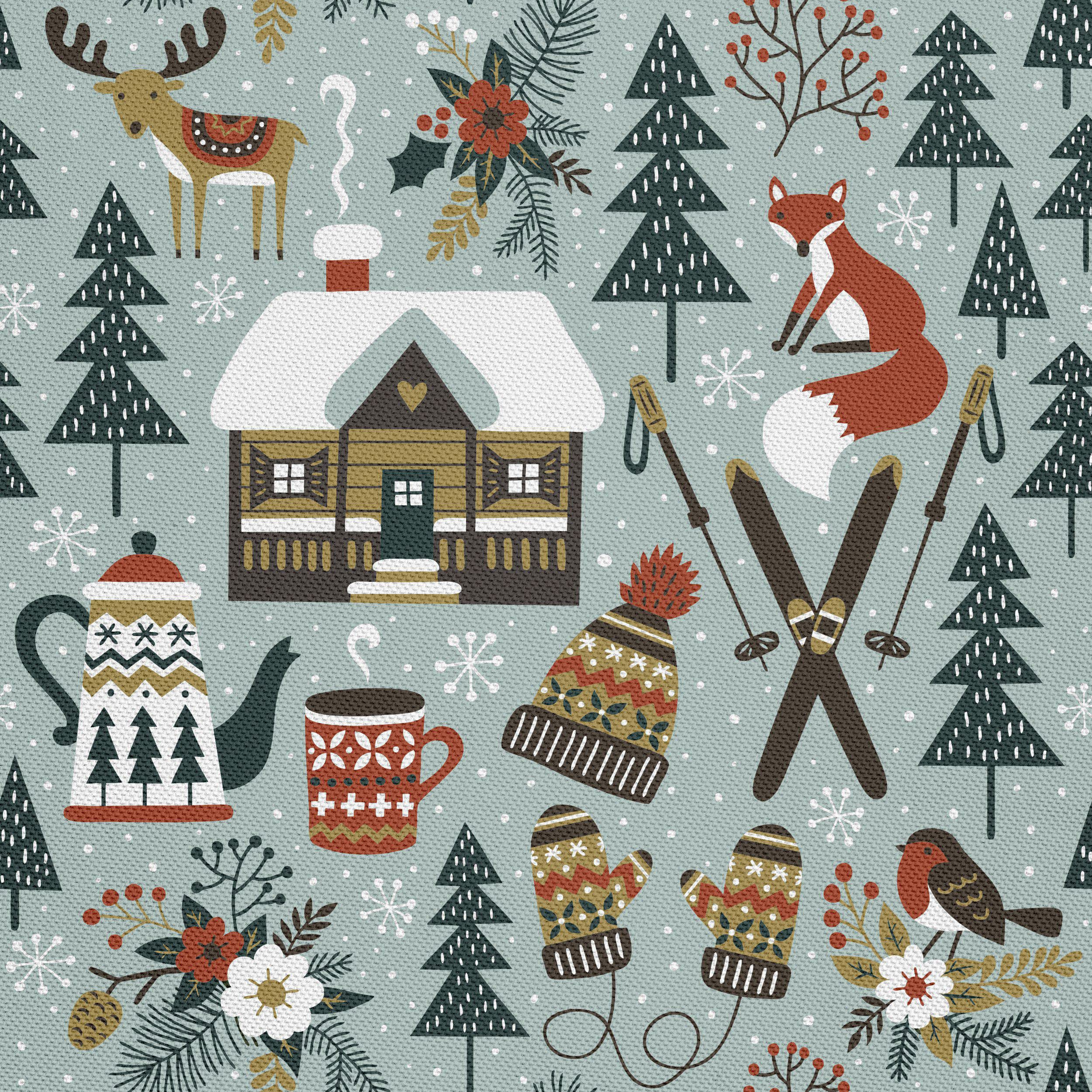 HEKO PANELS Stoff Oxford Wasserdichte Meterware Canvas-Stoff Polyester Stoff Zum Nähen Nähstoffe Möbelstoffe Dekostoffe Handwerken Wasserabweisend Blickdicht Winter 5 Meter 155 x 500 cm
