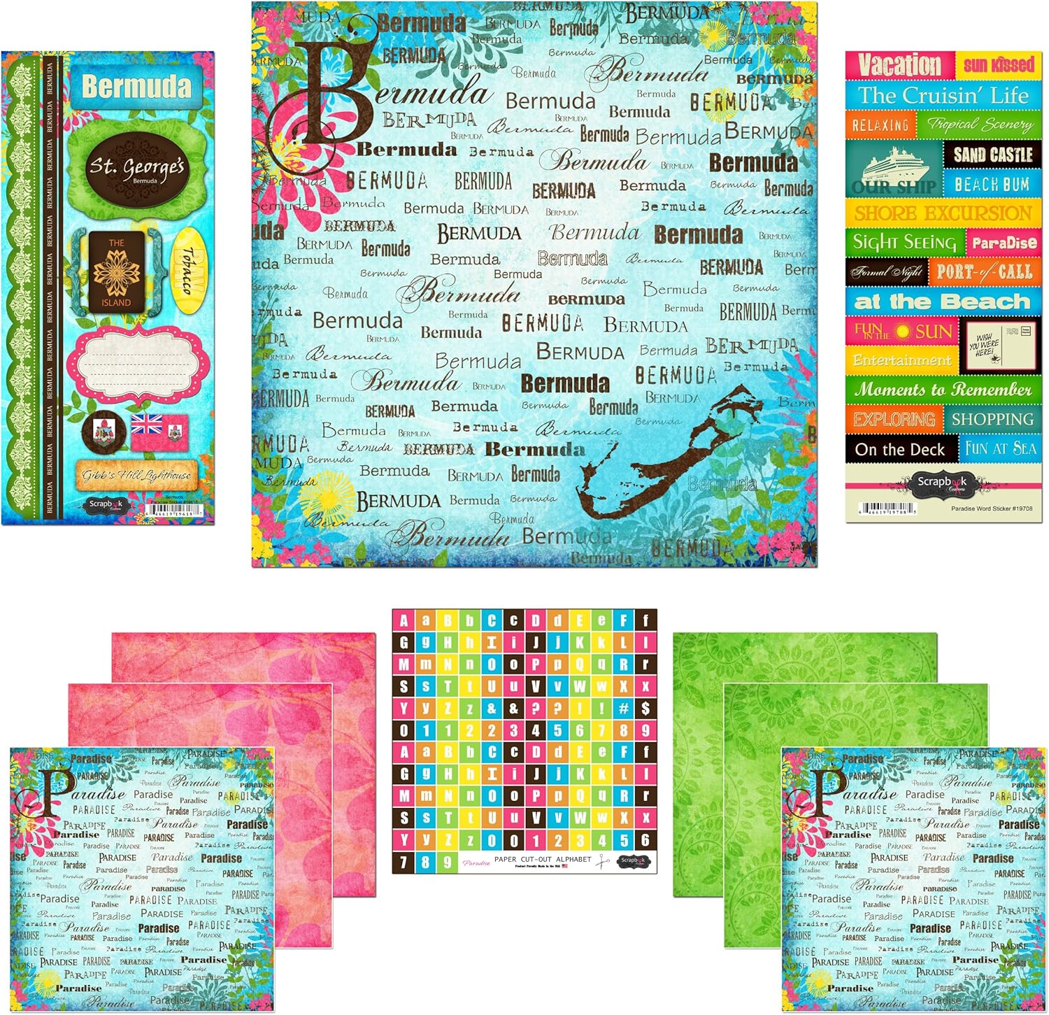 Scrapbook Customs Kit de álbumes de recortes de papel y pegatinas temáticos, Bermuda Paradise