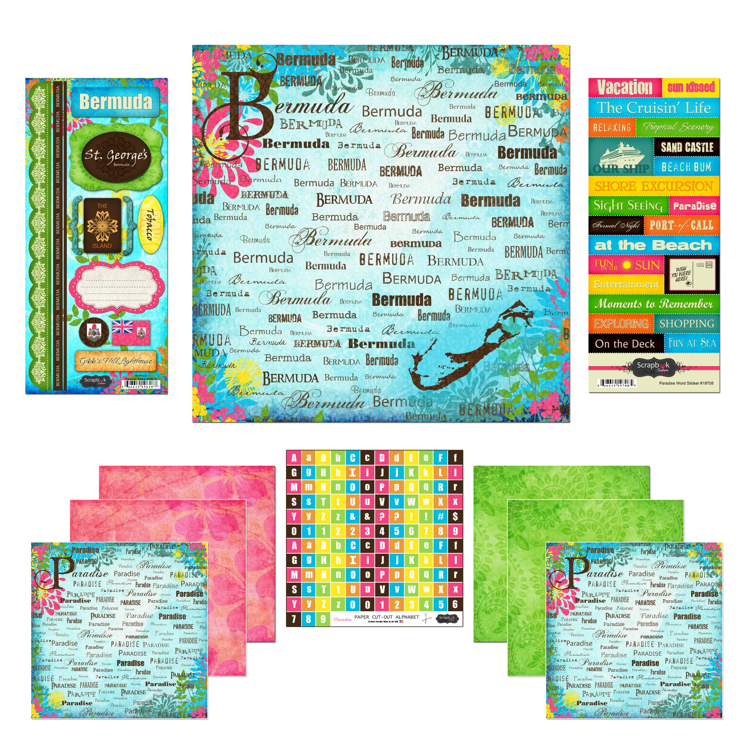 Scrapbook CustomsThemed Paper and Stickers Scrapbook Kit, Bermuda Paradise