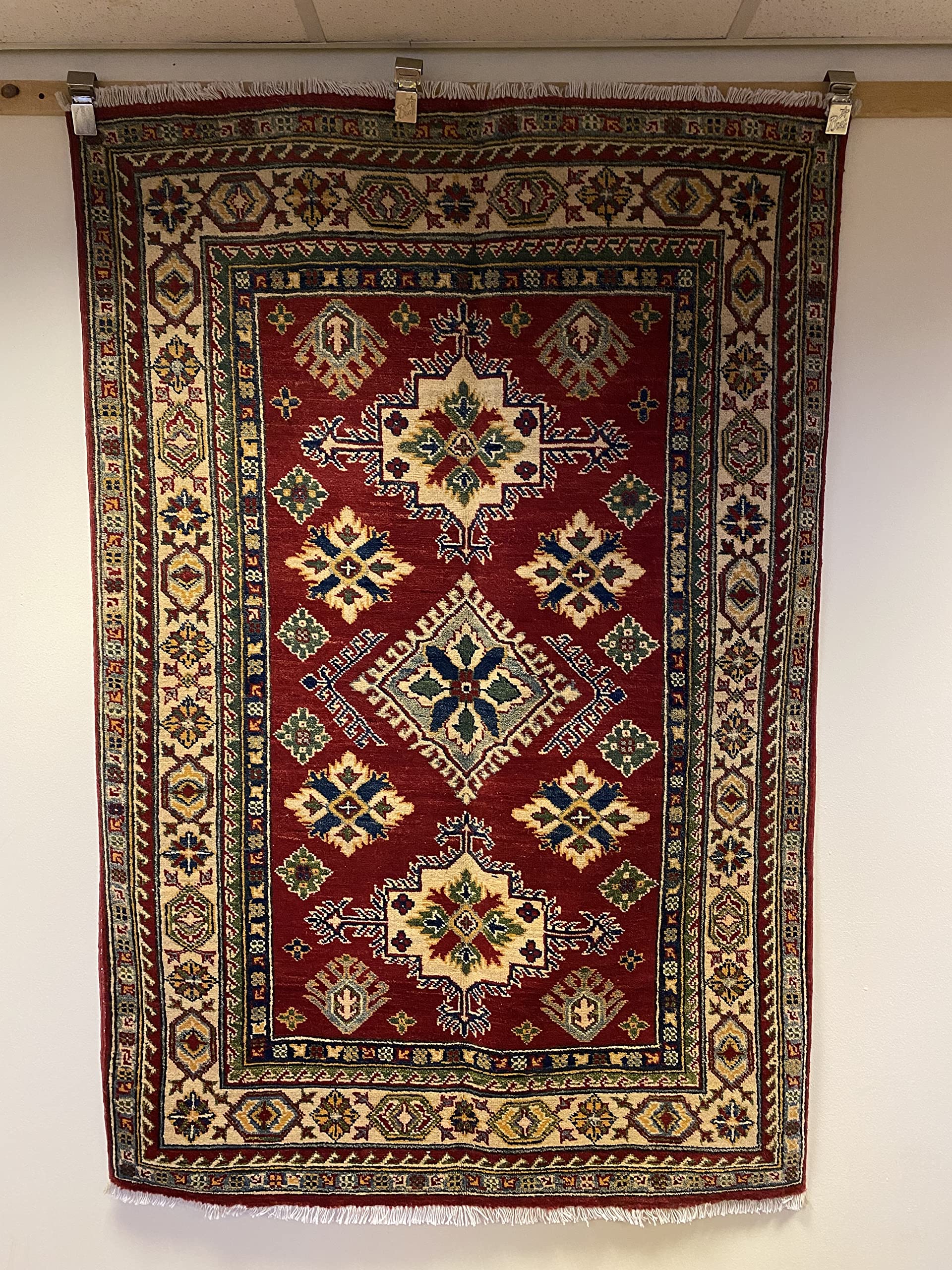 Tapis kazak tribal fait main d'orient rouge 173x115cm tapis de salon