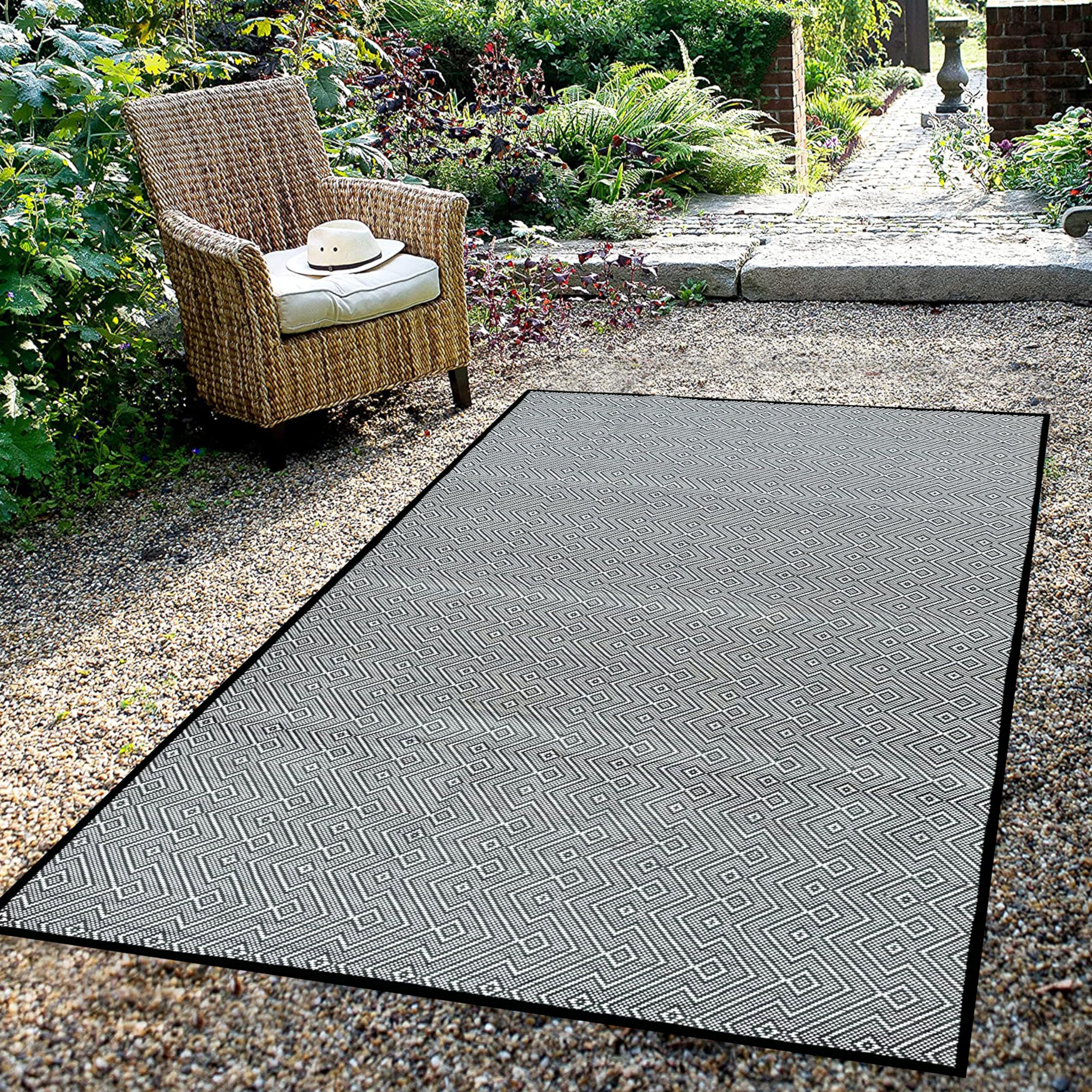 ARSUK Outdoor Patio Rug (7 x 5 ft) - Weatherproof, Indoor and Outdoor Use, Ideal for Garden, Camping, Balcony Carpet, Picnic, Backyard, Lightweight,