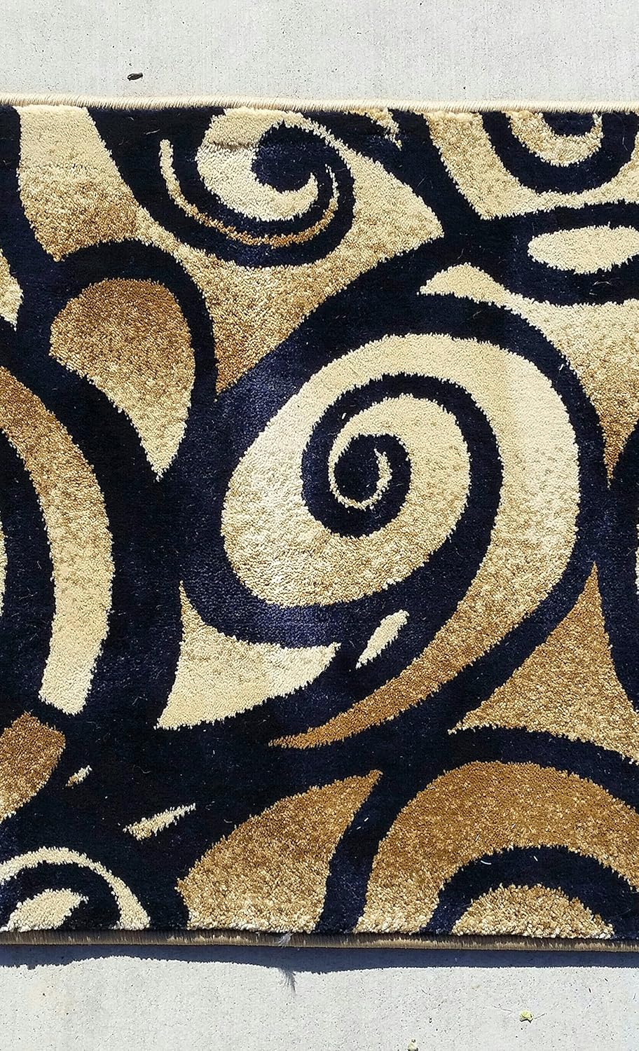 Modern Area Rug Runner Navy Blue Swirl Design #341 (2ftx7ft.3in.)