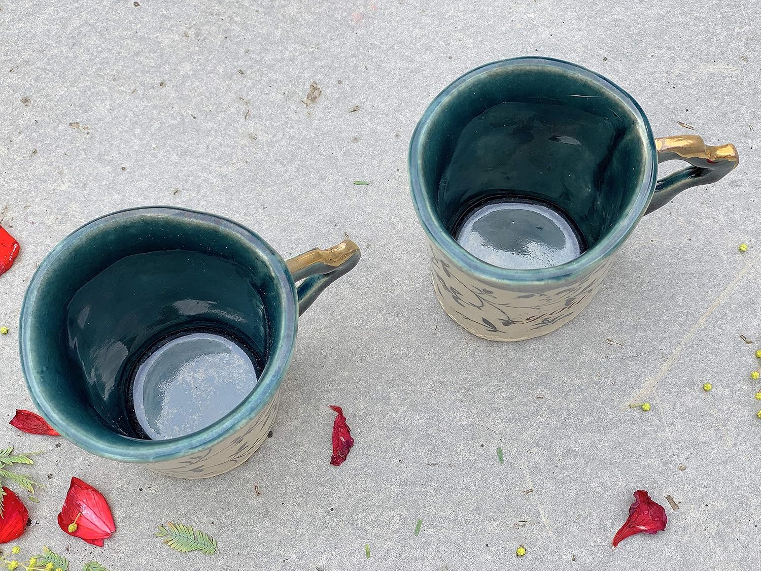 Ceramic Blue Gold and Black Espresso Cup Set of 2, Handmade Small Coffee Mugs, Unique Gift for Couples on Wedding, Anniversary, Birthday, Engagement, Bridal Shower