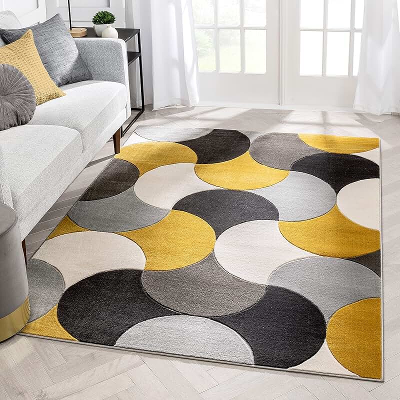 yellow area rugs 5x7