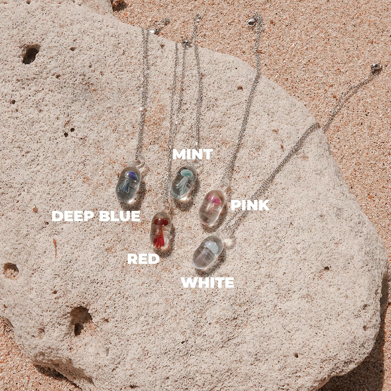 Handmade Jellyfish Glass Pendant Necklace, Beach necklace, Summer Gift, Inspirational Gifts for Women, Mom, Sister
