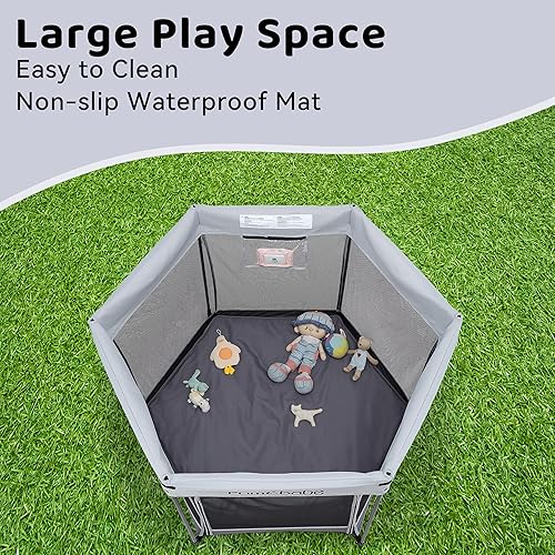 Miniatura 3 de Pamo Babe Corralito para bebés con toldo de protección solar, patio de juegos para interiores y exteriores para bebés y niños pequeños, tienda de