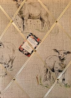 Custom Handmade Bespoke Fabric Pin/Memo/Notice/Photo Cork Memo Board With Clarke & Clarke Sheep & Lambs Farm Countryside With Your Choice of Sizes & Ribbons