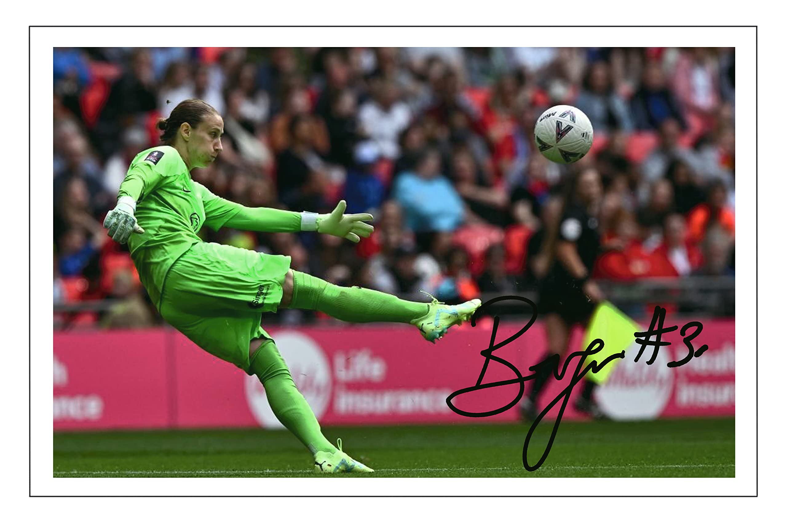 RJR PRINTS Ann Katrin Berger - Chelsea Ladies 2023 FA Cup Signed 6X4 Inch Photo With Print Pre Printed Signature Football Autograph Gift