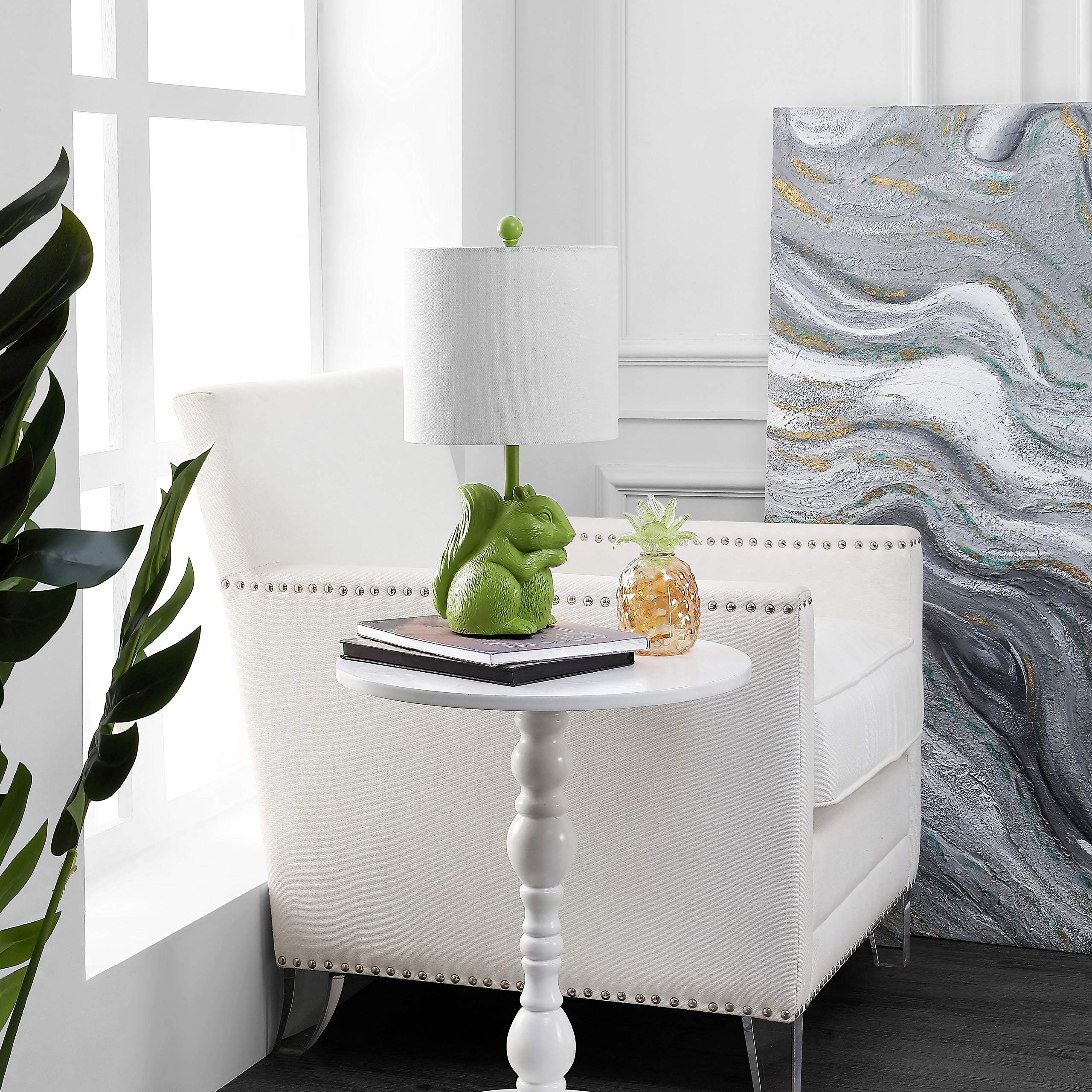 Safavieh Kids Lighting Collection Sunny Squirrel Green Ceramic 18-inch Bedroom Living Room Home Office Desk Nightstand Table Lamp (LED Bulb Included)