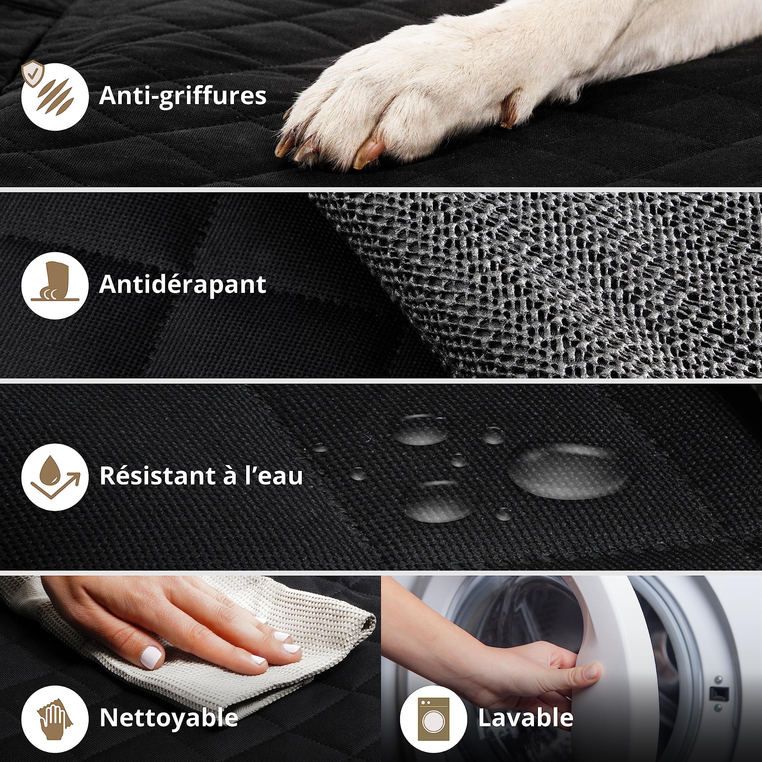 AMZPET – Housse de siège auto pour chien (universelle 133 cm de large), housse de siège de voiture imperméable pour chiens et enfants, protection de siège voiture de supérieure, compatible avec Isofix