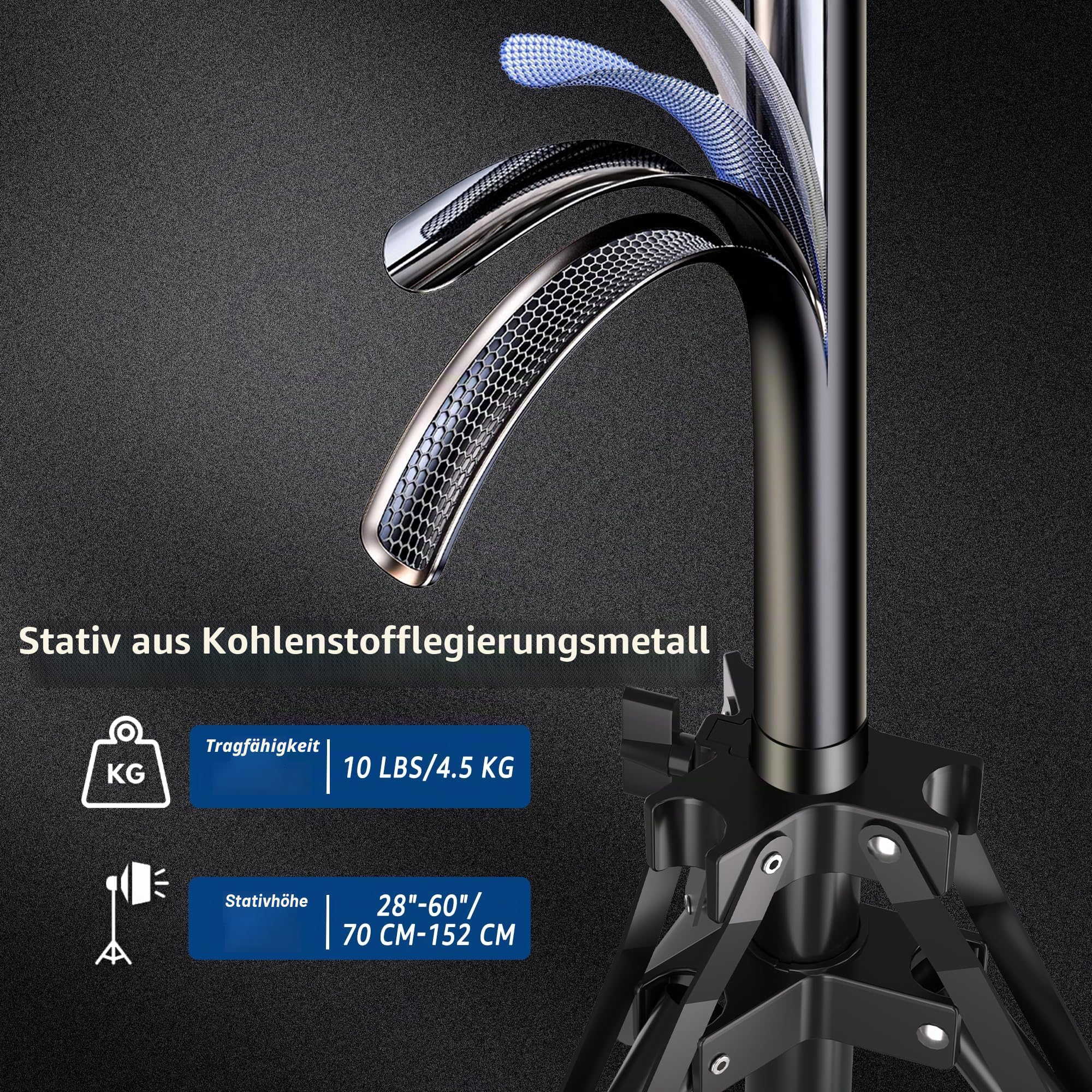 Softbox Fotostudio Set, 40x40cm Softbox LED Litch Set, Mit 50W/5400K Birne,160cm Stativ und Tragetasche, Kontinuierliche Beleuchtung für Photographieren/YouTube/Livestreaming/Kamera-Porträts