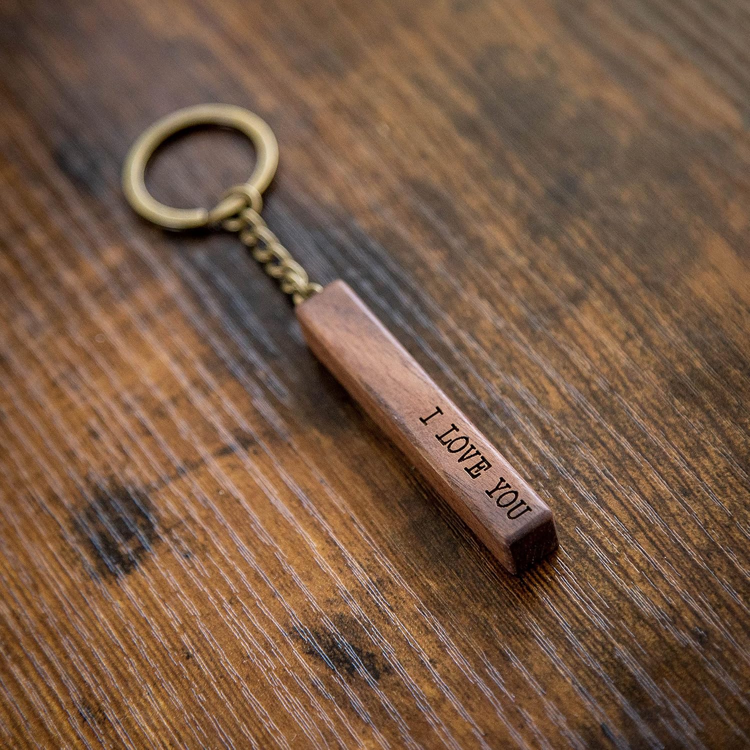 MUUJEE I Love You - Engraved Wood Bar Keychain - Key Chain for Car Home Work Keys, 5th Anniversary, Son Husband Boyfriend Birthday Gift, Father's Day Dad Gift Ideas - Image 4