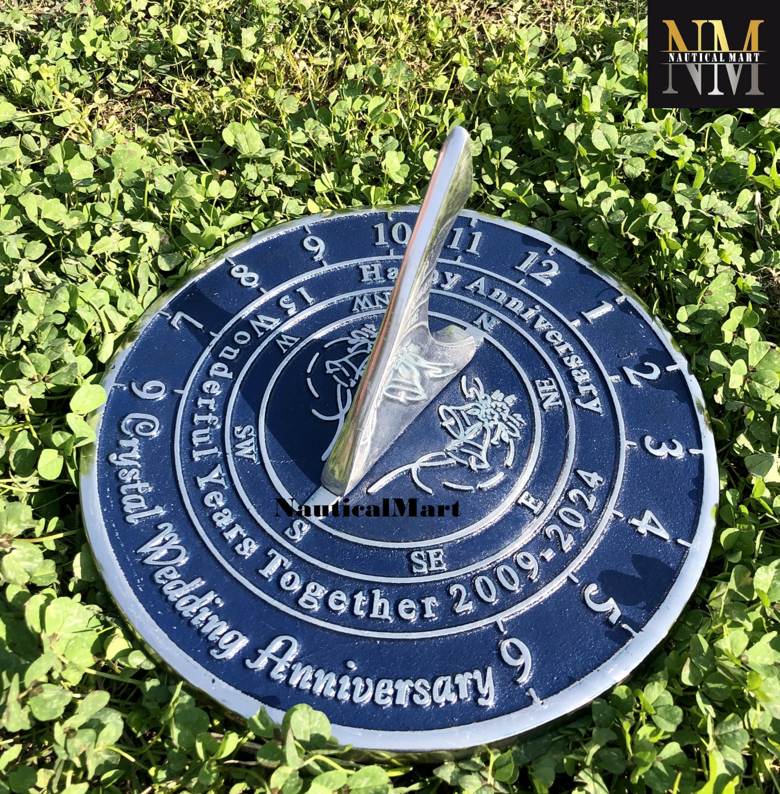 NauticalMart 15th Crystal Anniversary Unique Marriage Present for Parents, Grandparents, Friends, Husband or Wife, Couples, Him & Her Wedding Anniversary Sundial Gift 2024 (15th Anniversary)